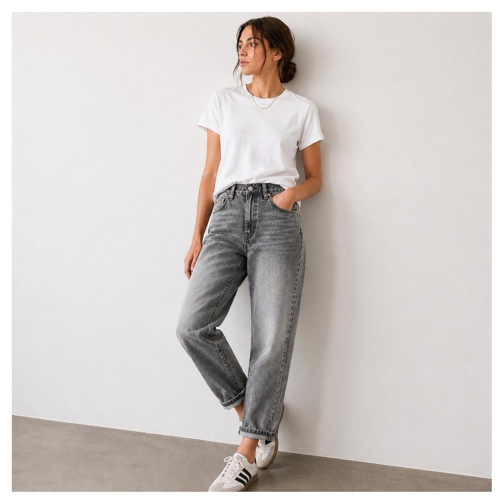 Madewell Slouchy Boyjean Jeans 26 Charcoal Gray Relaxed Tapered 100% Cotton